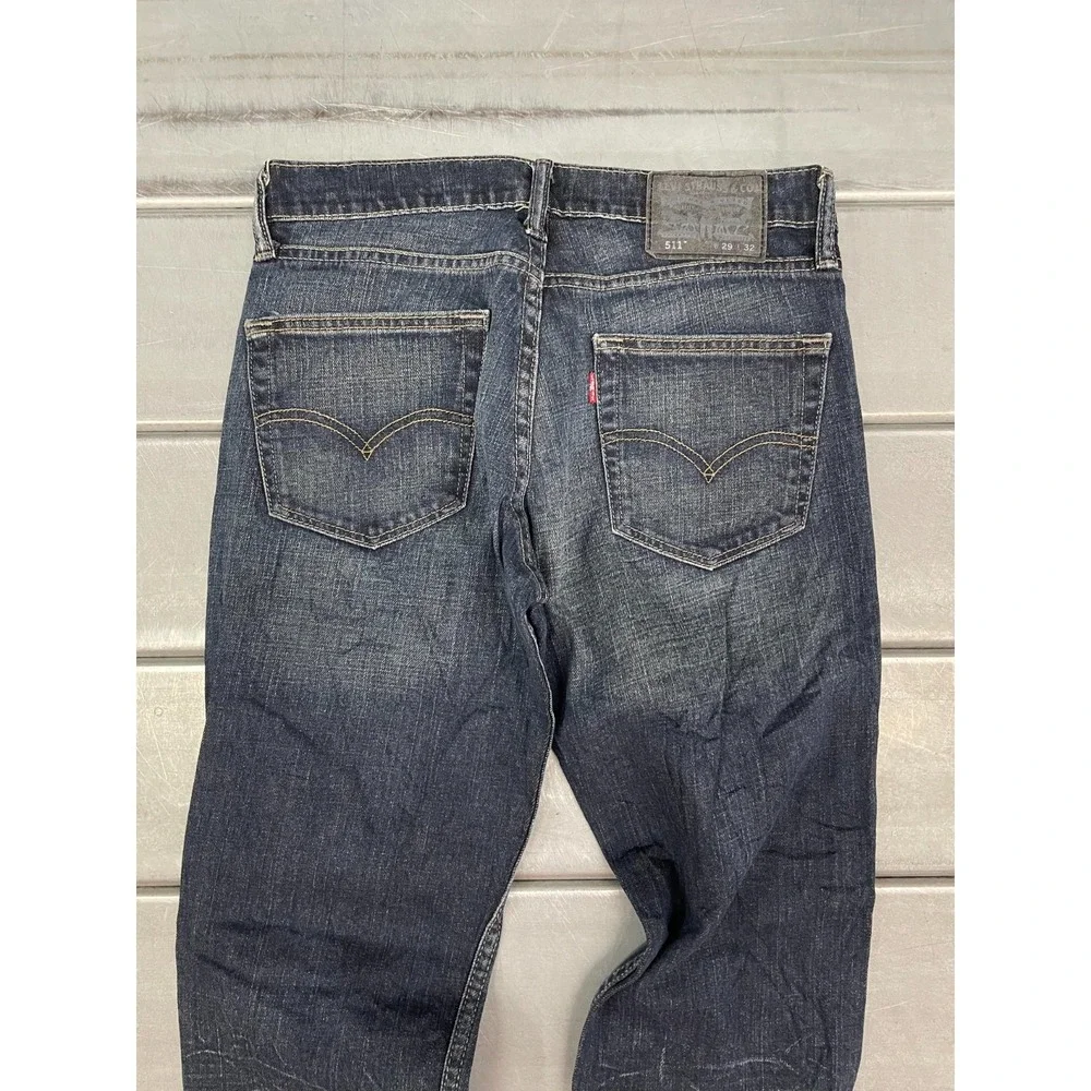 Levis 511 Jeans Mens 29X32 Blue Dark‎ Wash Denim Slim Straight Leg